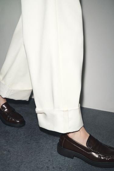 Zara SADDLE LOAFERS - Burgundy Red