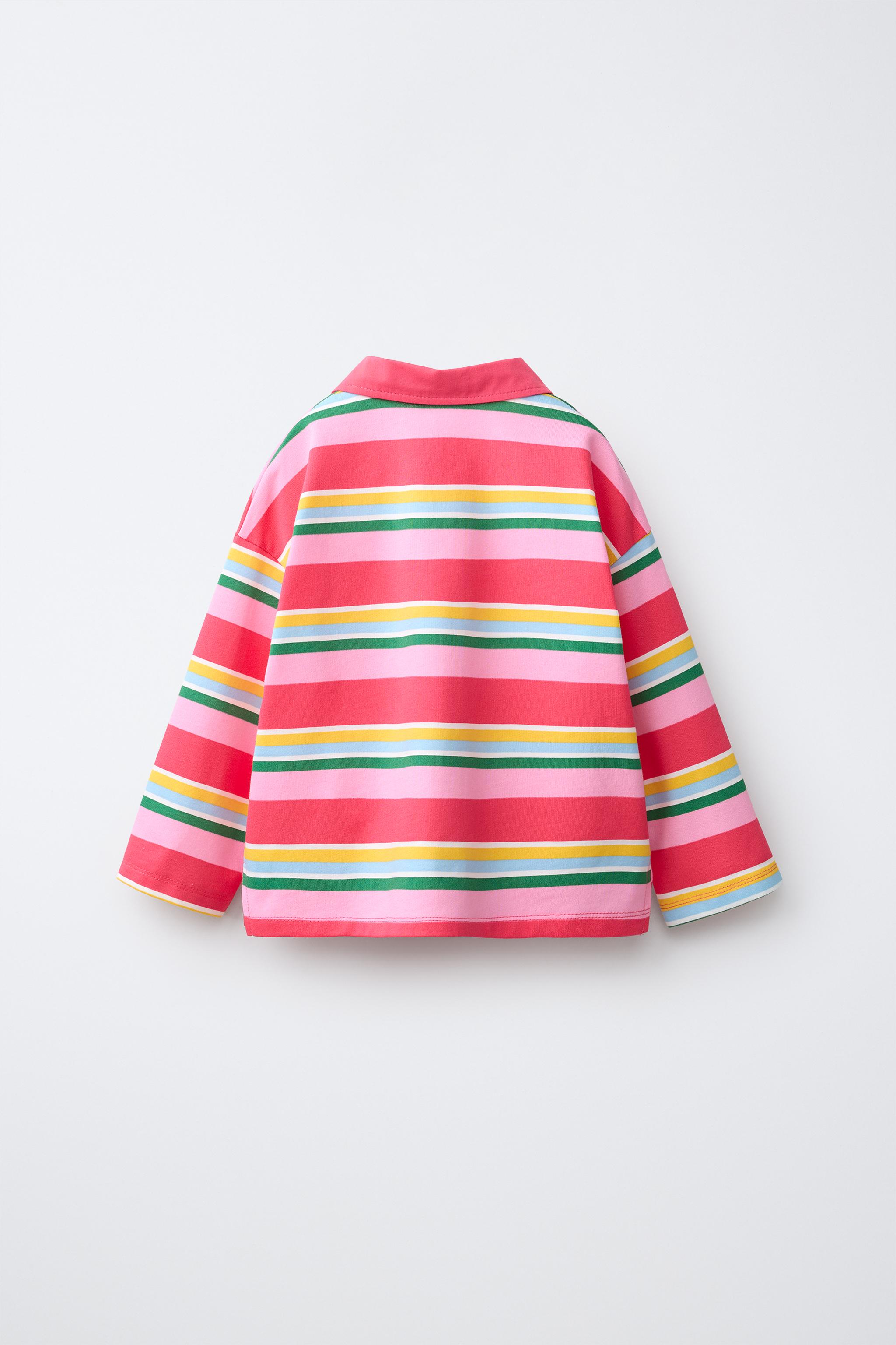 STRIPED POLO SHIRT WITH CONTRAST COLLAR — Multicolored