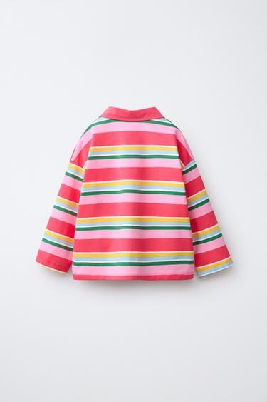 STRIPED POLO SHIRT WITH CONTRAST COLLAR — Multicolored 2