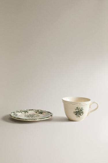 TASSE À THÉ ET SOUCOUPE FLORALE - Vert olive de Zara - Image 3