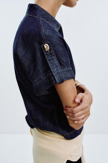 CHEMISE Z1975 EN JEAN À MANCHES COURTES - Bleu de Zara - Image 3