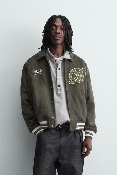 FAUX SUEDE BOMBER JACKET - Light khaki by Zara