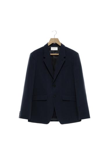 Zara 100% WOOL SUIT BLAZER - Navy blue