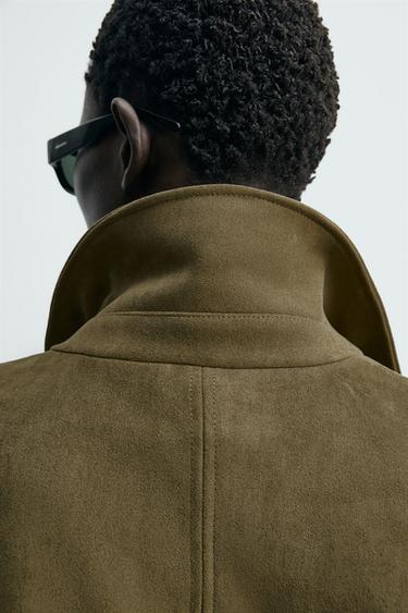 CROPPED FIT FAUX SUEDE JACKET - Light beige by Zara - Image 6