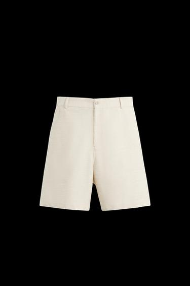 Zara TEXTURED SHORTS - Beige - Image 0