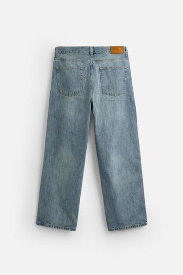RELAXED STRAIGHT-LEG JEANS - Mid-blue by Zara