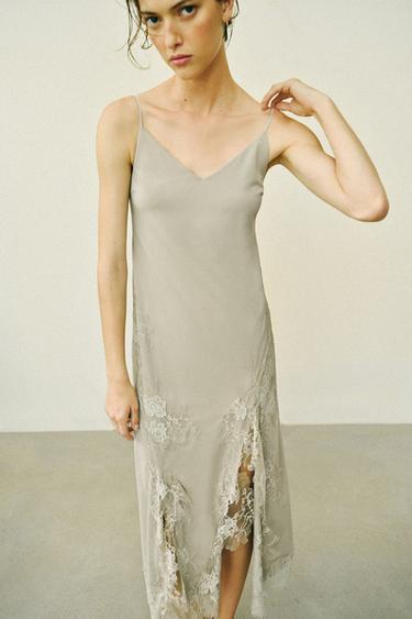 FLOWING LACE DRESS - Light green by Zara