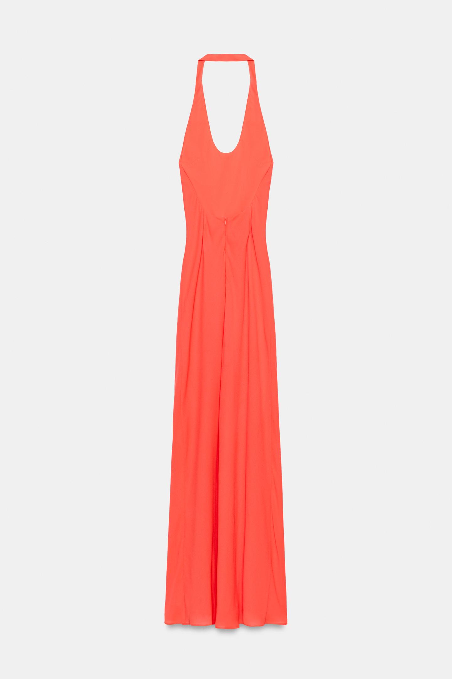 Женское платье Zara Long Halter, цвет: Неоновый оранжевый — фото 7