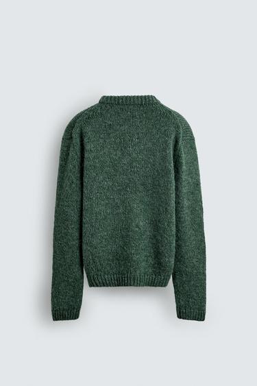 PULL TEXTURÉ - Vert de Zara - Image 7