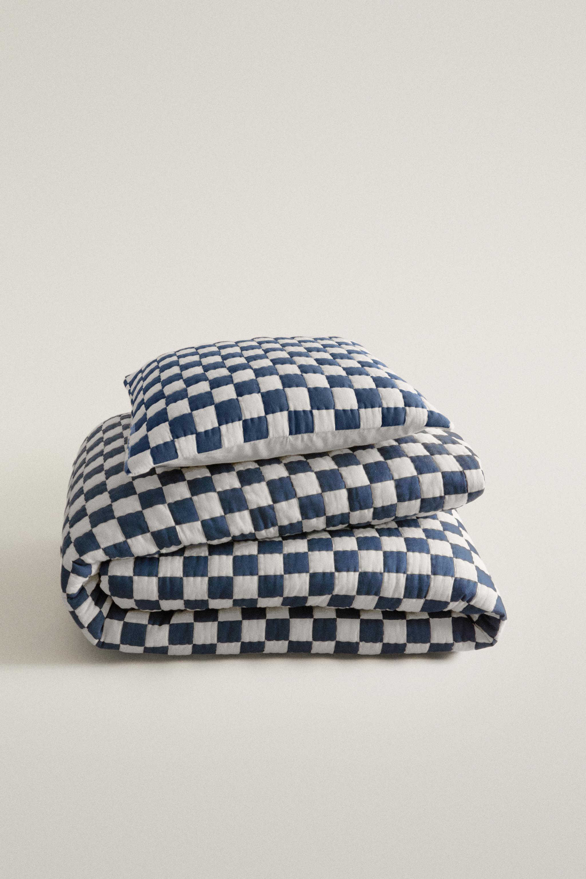 CHECK COTTON QUILT — Blue