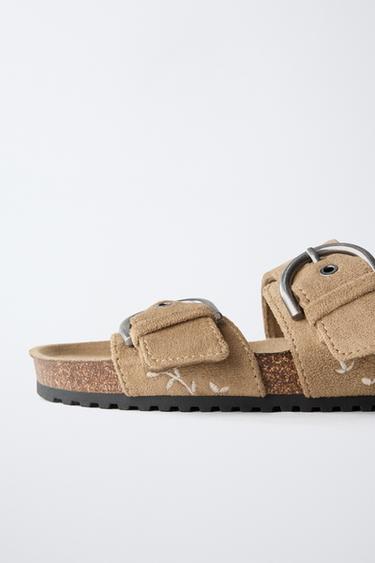 EMBROIDERED DOUBLE-STRAP SANDALS - Brown by Zara - Image 7