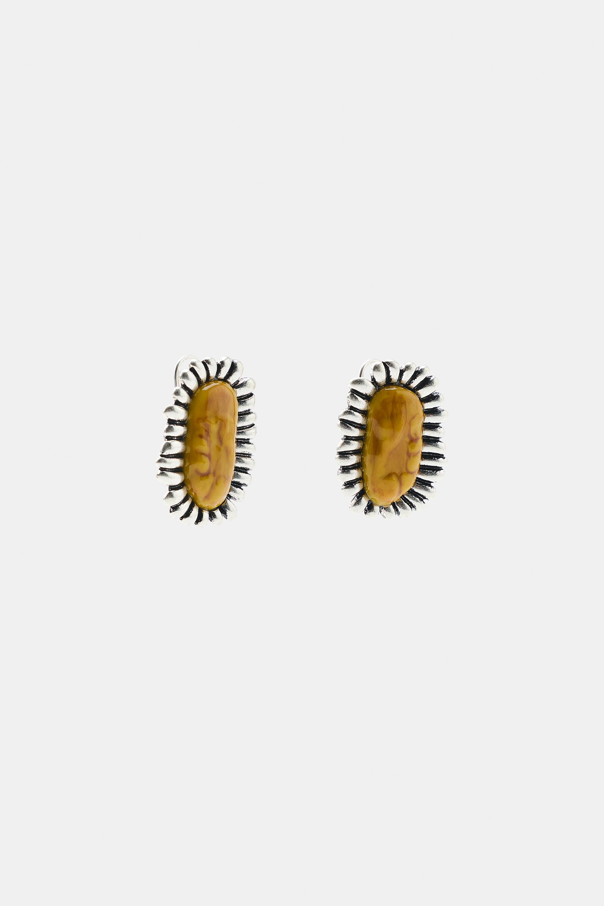 Женские аксессуары Zara METALLIC RESIN TEXTURE EARRINGS — фото 2