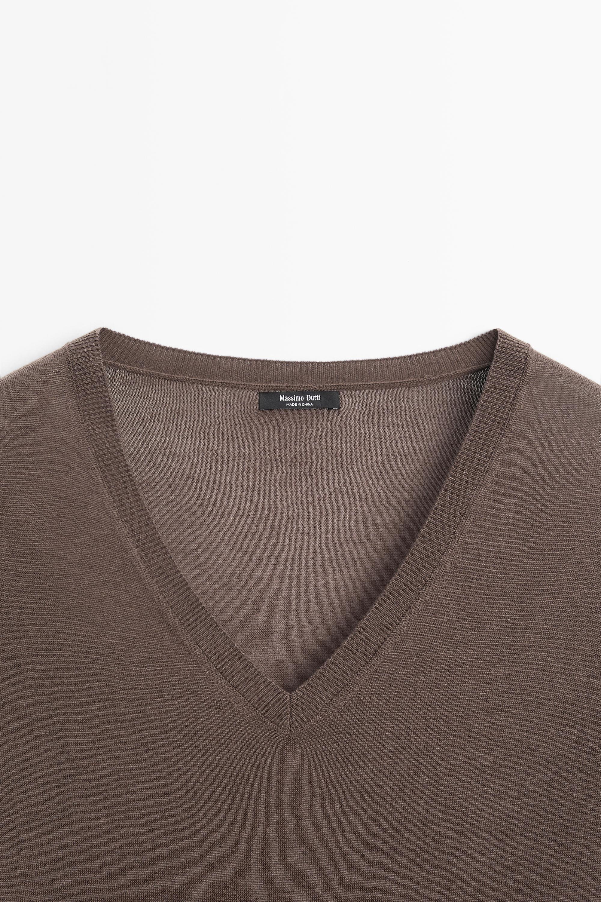 Silk and wool blend knit sweater