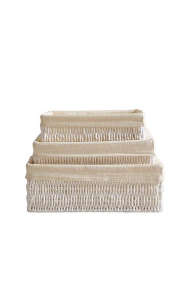 RECTANGULAR BASKET WITH COTTON LINING - White by Zara