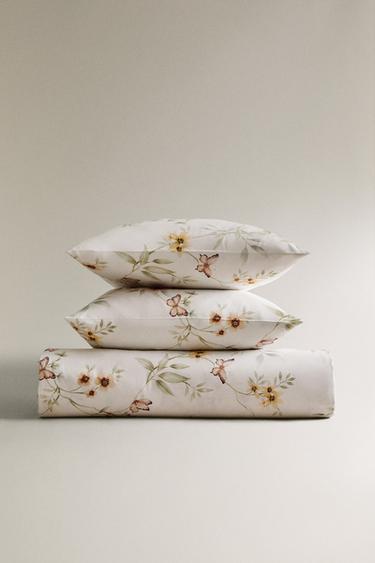 FLORAL PRINT SATEEN DUVET COVER - Oyster-white by Zara - Image 5