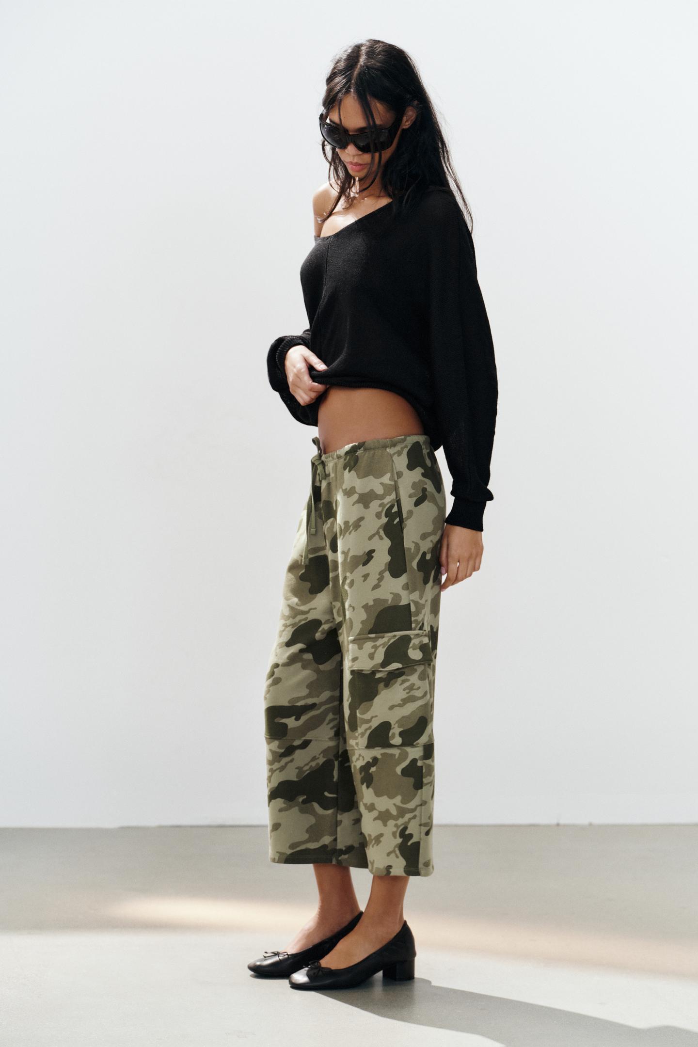 Женские брюки Zara Printed Pocket, цвет: Зелёный — фото 4