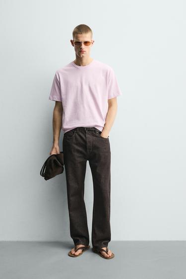T-SHIRT WITH CONTRAST EMBROIDERY AND PRINT - lavender-white by Zara