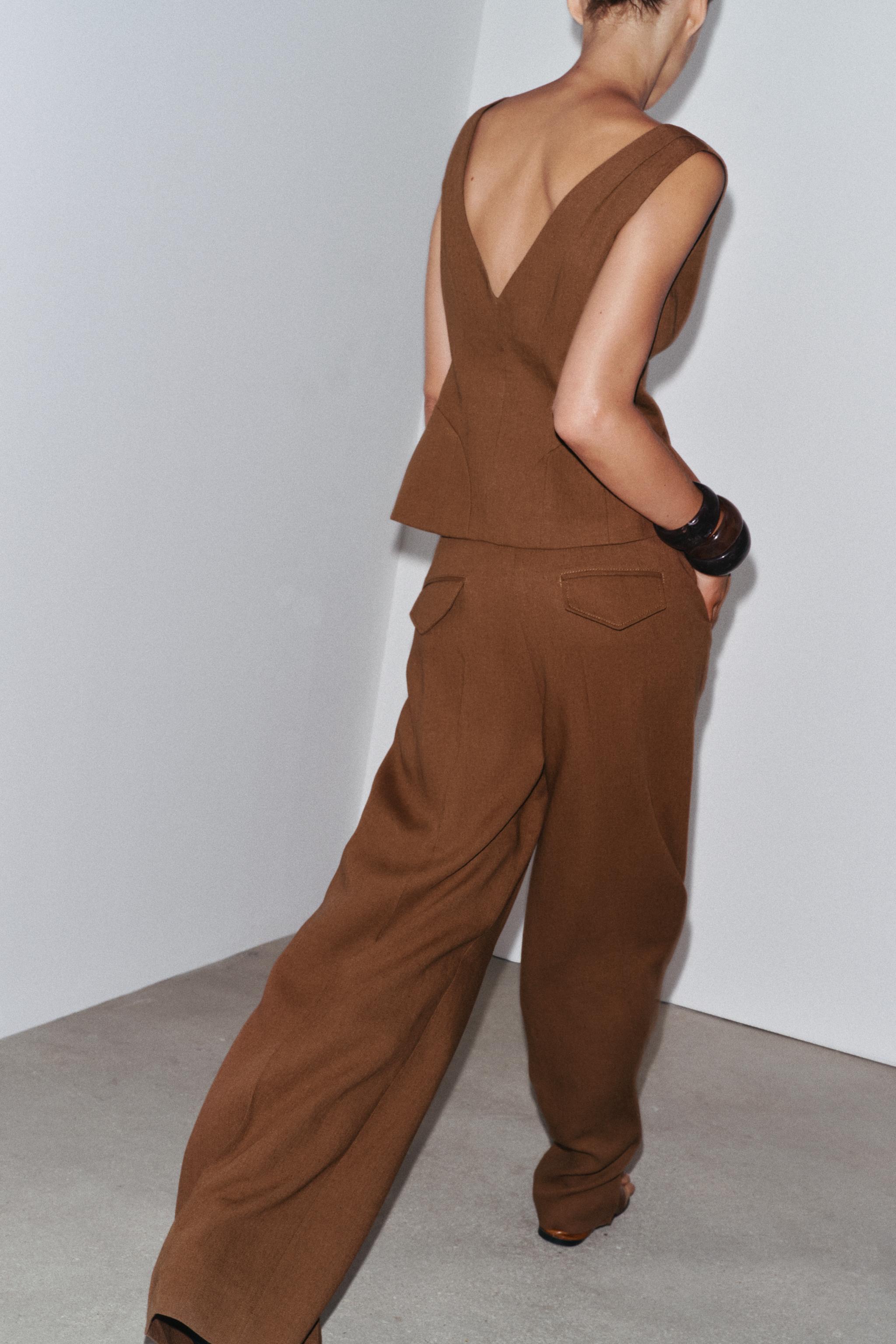 ZW COLLECTION LINEN BLEND VOLUME VEST - Ecru | ZARA United