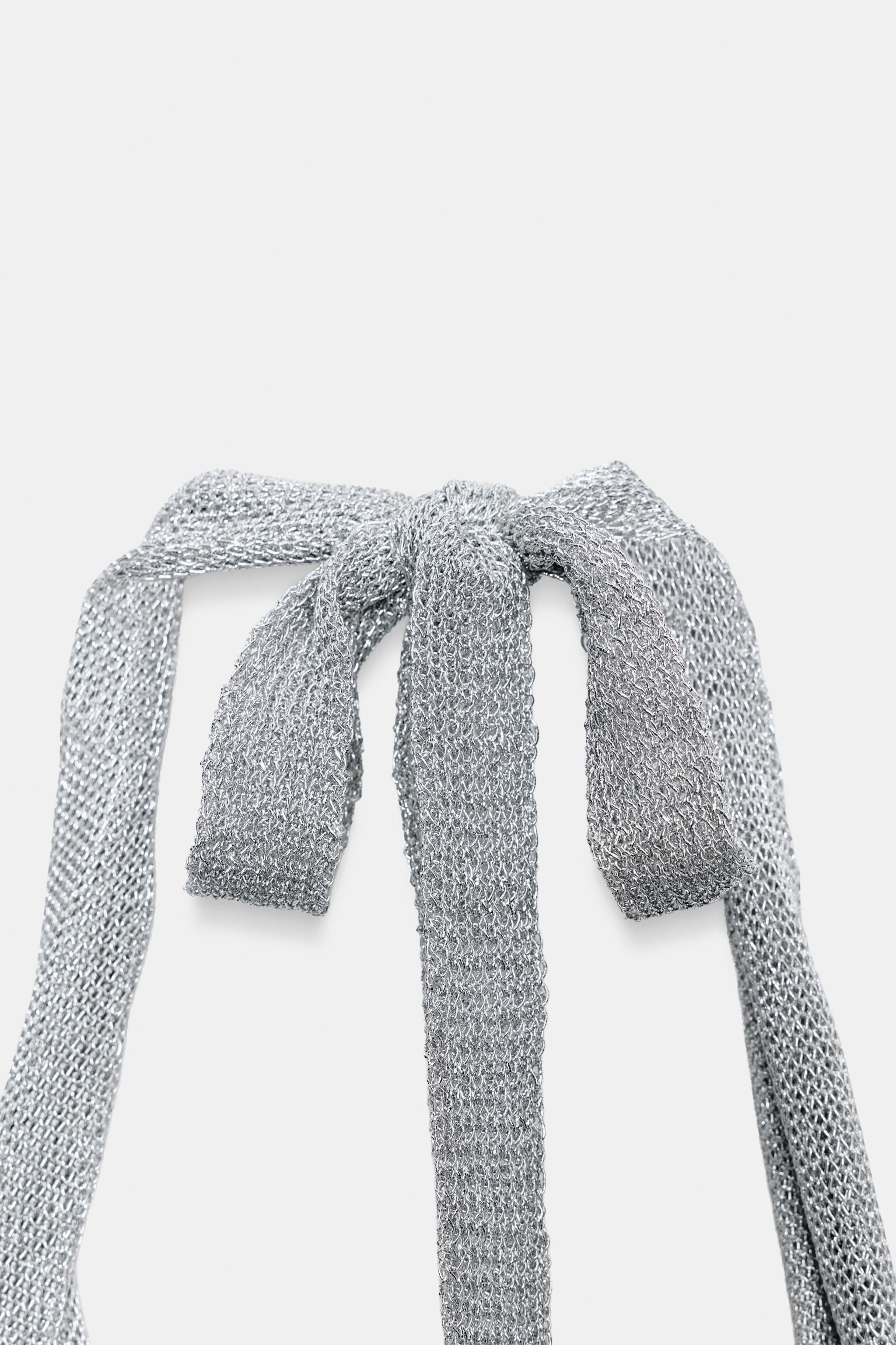 HALTER KNIT METALLIC THREAD TOP