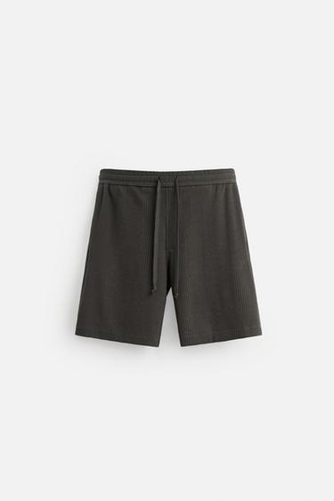 JACQUARD TEXTURED BERMUDA SHORTS - Anthracite grey by Zara