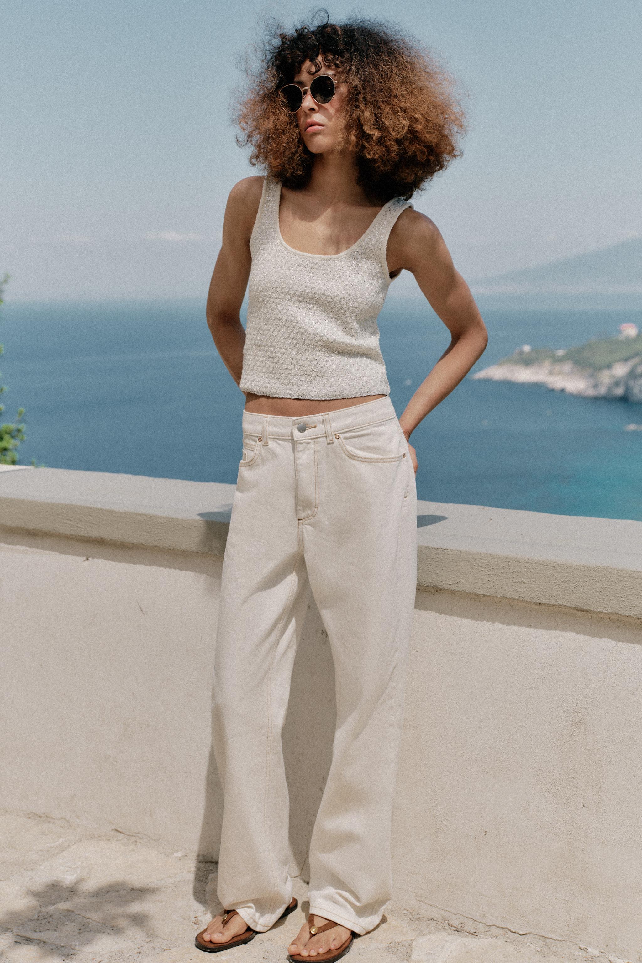 METALLIC THREAD SEQUIN KNIT TOP