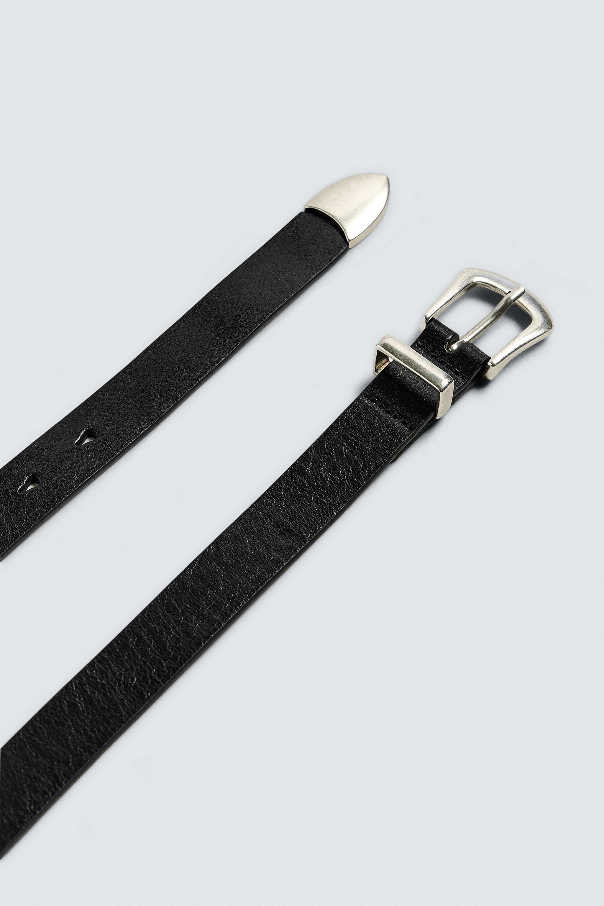 VINTAGE EFFECT LEATHER BELT - Black | ZARA United States
