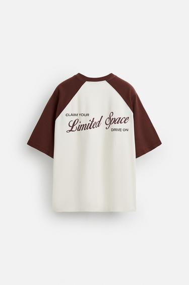 COLOUR BLOCK T-SHIRT WITH SLOGANS - Oyster-white by Zara - Image 7