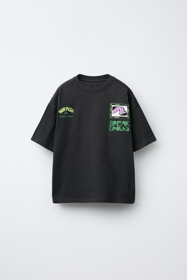 T-SHIRT IMPRIMÉ SURF - Noir de Zara