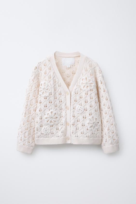 FLORAL KNIT CARDIGAN - Ecru | ZARA Hungary / Magyarország