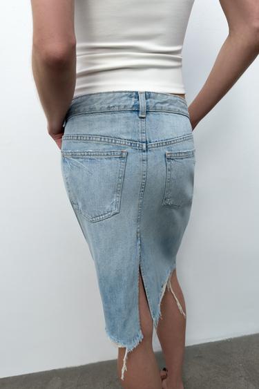 JUPE EN JEAN TRF DÉCHIRURES - Bleu clair de Zara - Image 4