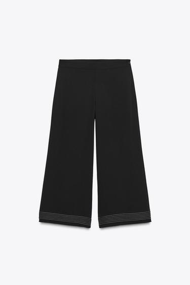 Zara PLEATED HEM CULOTTES - Black