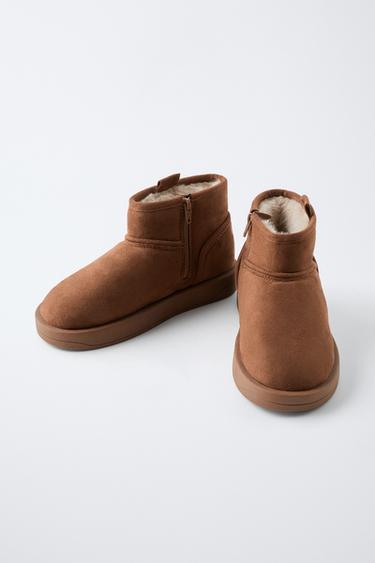 FUR-EFFECT ANKLE BOOTS - Brown by Zara