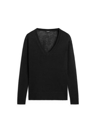 Zara Linen V-neck knit sweater - Black