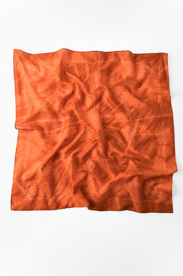 SJAALTJE MET PAISLEYPRINT - Oranje van Zara