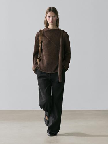 Zara Cotton blend knit cape sweater - Chocolate - Image 0