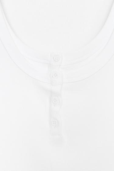 RIBBED BUTTON TOP - White by Zara - Image 6