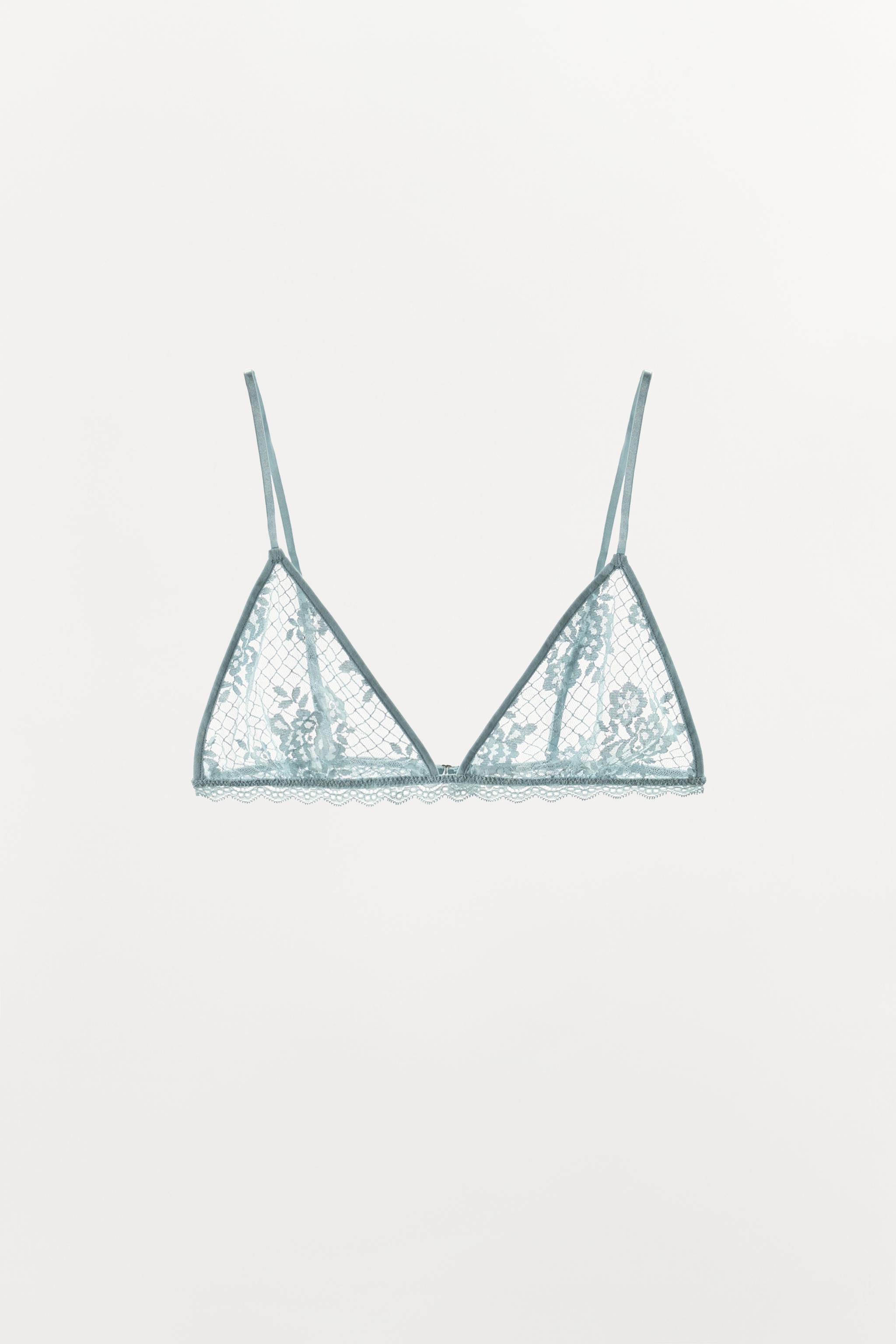 LACE TRIANGLE BRA — Light blue