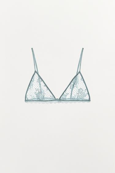 LACE TRIANGLE BRA - Light blue by Zara