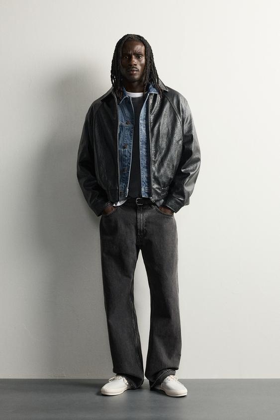 RELAXED FIT LEATHER EFFECT JACKET - Black by Zara - Image 0
