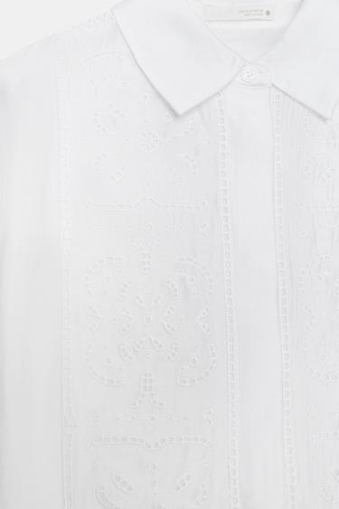 ZW COLLECTION EMBROIDERED FLOWING SHIRT - White by Zara - Image 6