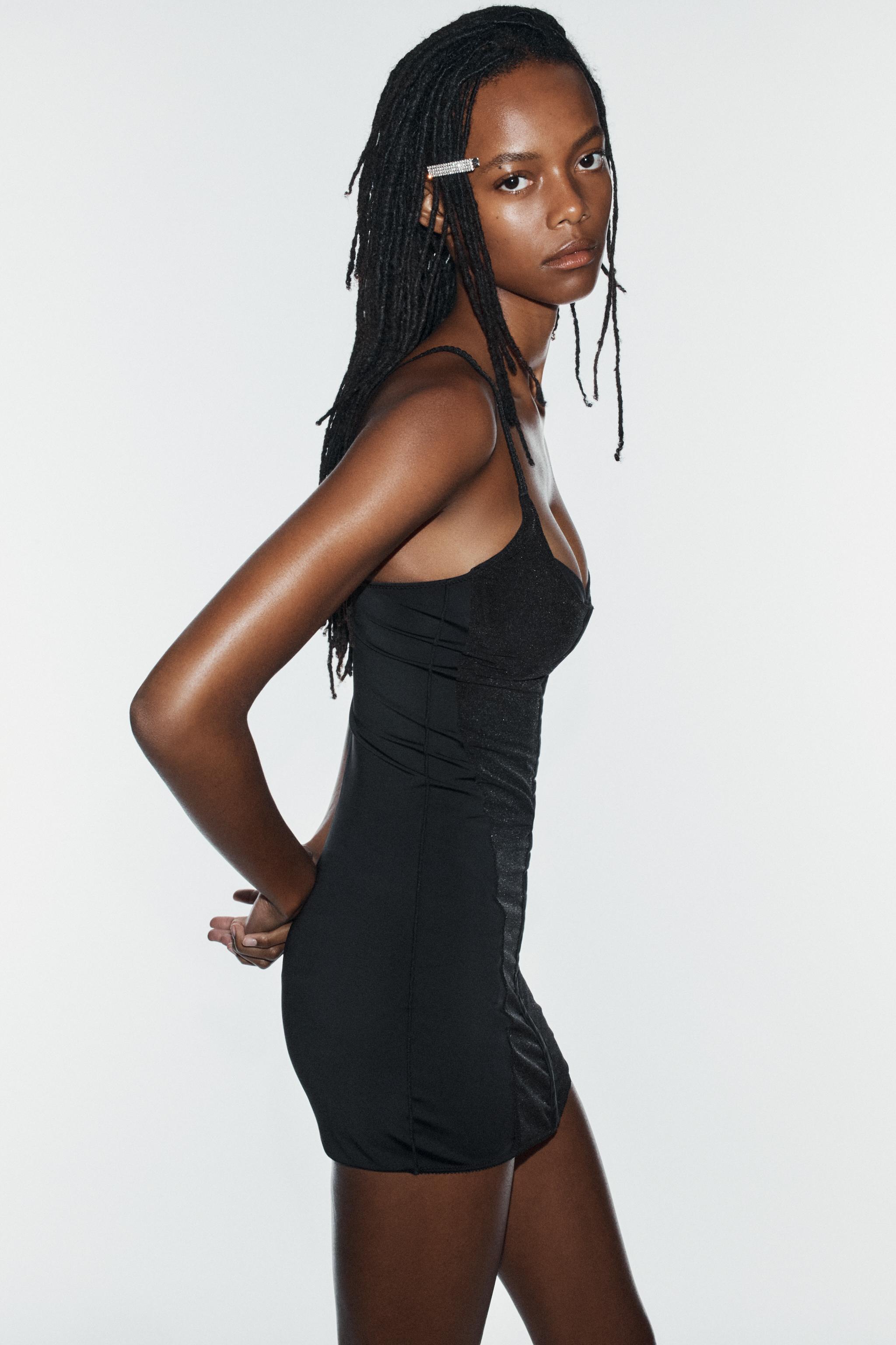 MIXED FABRIC CORSET DRESS