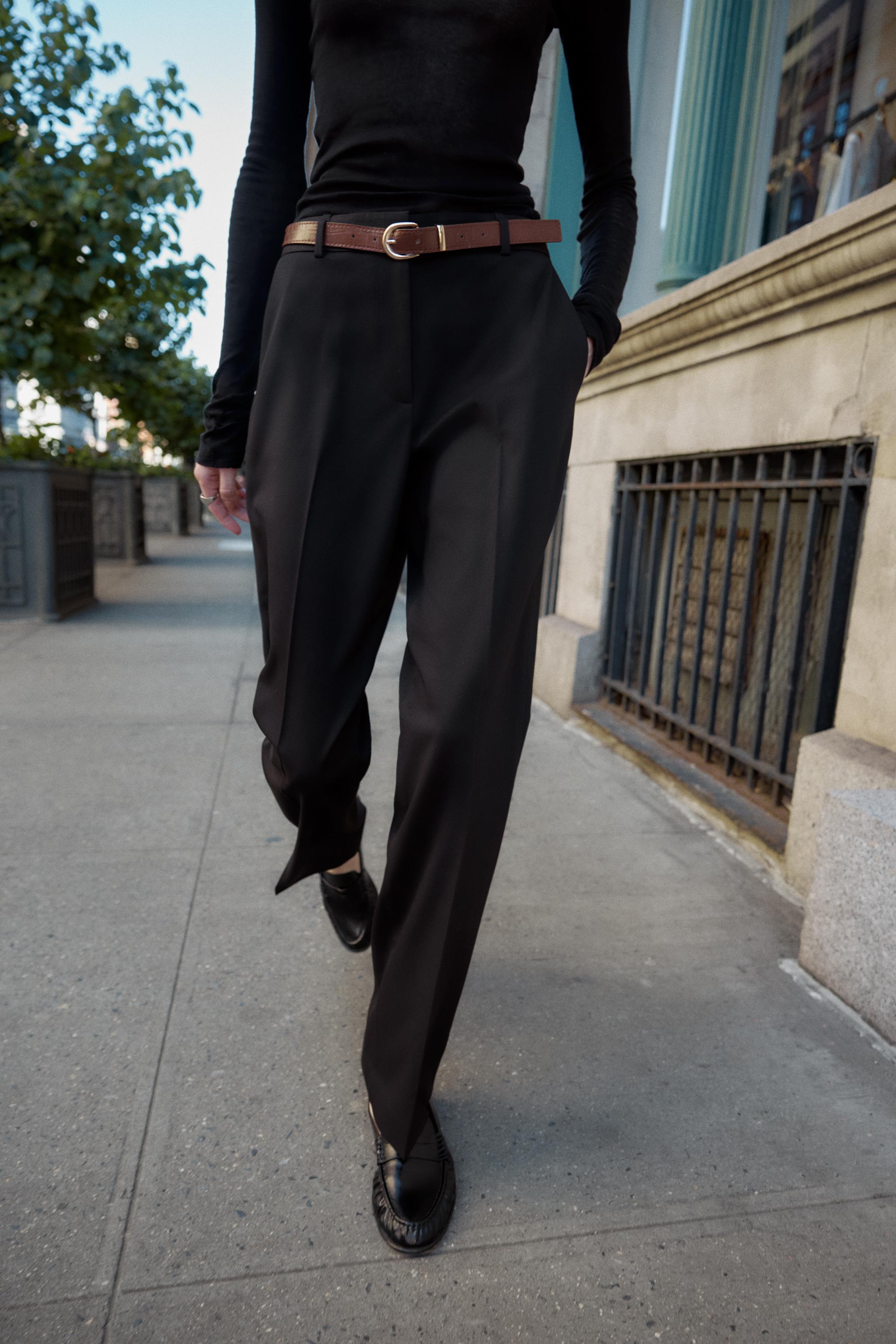 BELTED STRAIGHT LEG PANTS - MARSALA | ZARA United States