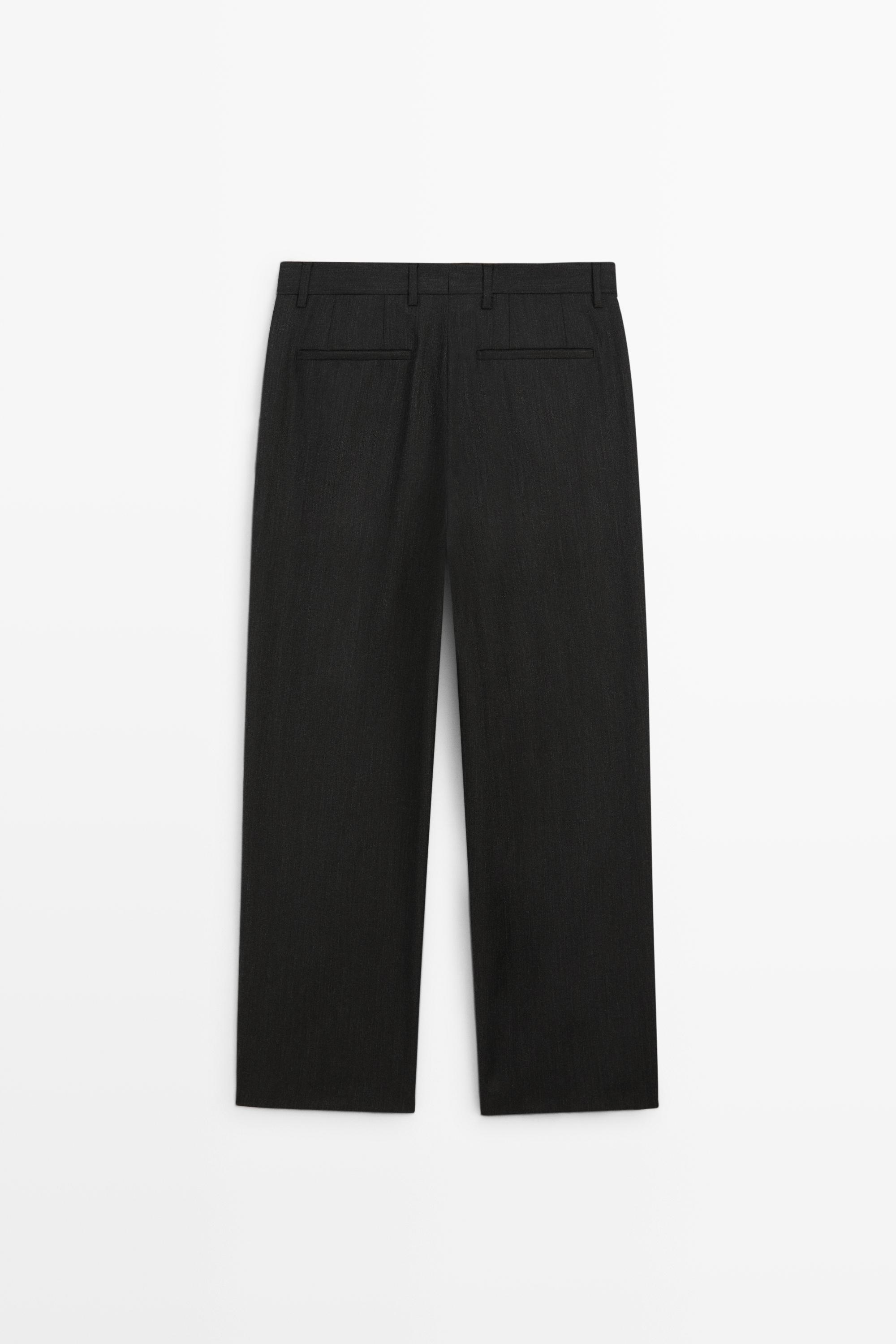 Pantalon relaxed fit en laine effet chiné