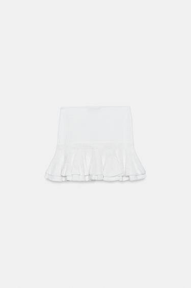 KNIT MINI SKIRT WITH RUFFLES - White by Zara - Image 6
