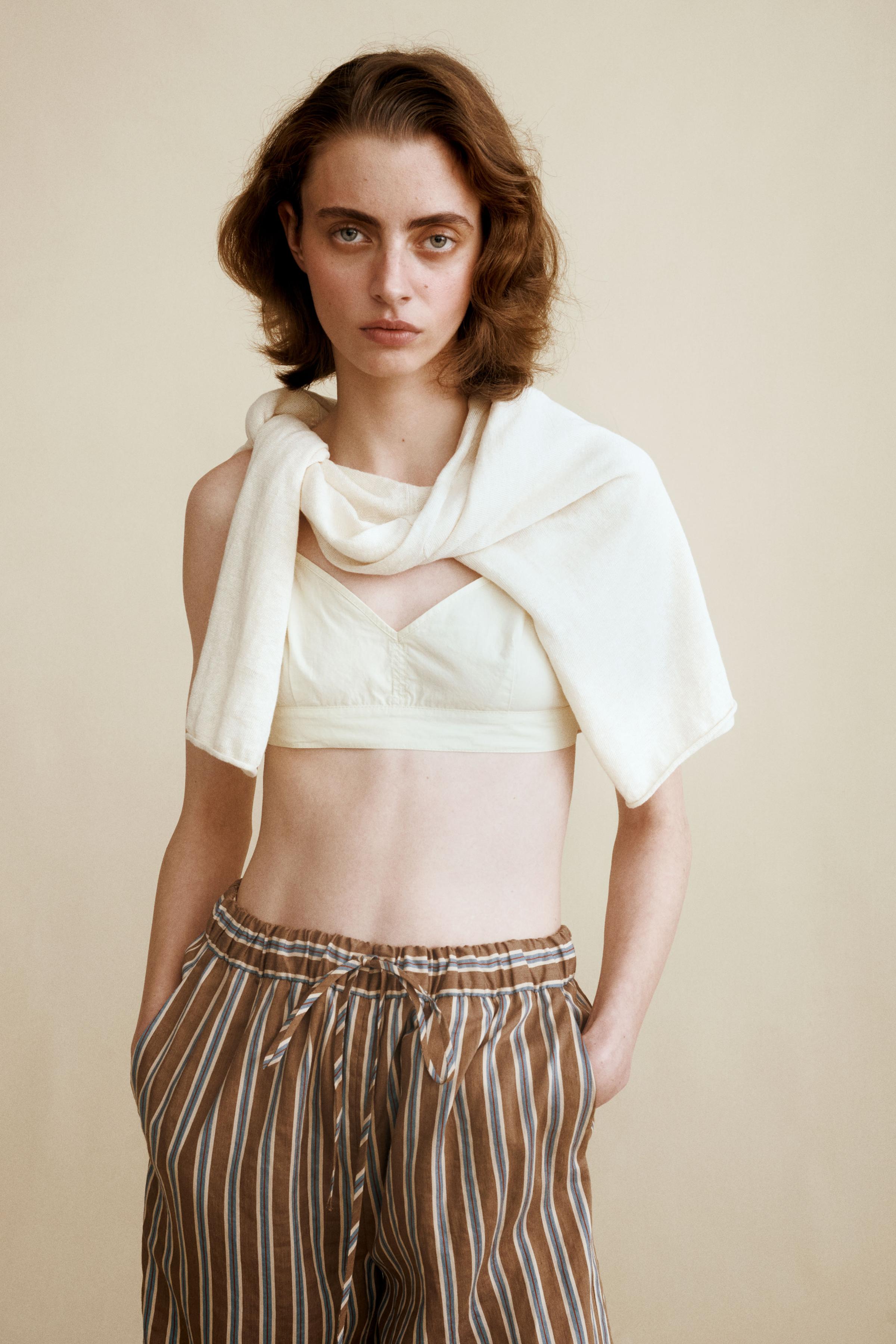 Женские брюки Zara STRIPED LINEN PANTS CREATED BY CARAMEL LONDON X — фото 2
