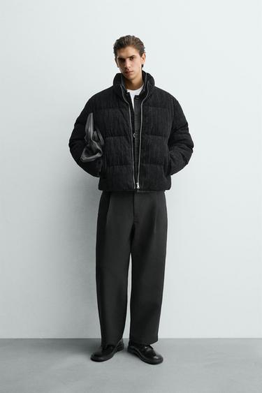 VESTE REMBOURRÉE COUPE COURTE - Bleu de Zara