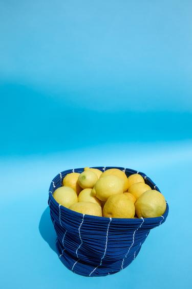 PAINTED COTTON BASKET X FANGLU LIN - Blue by Zara