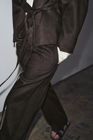KIMONO LIN CEINTURE ZW COLLECTION - Marron de Zara - Image 2