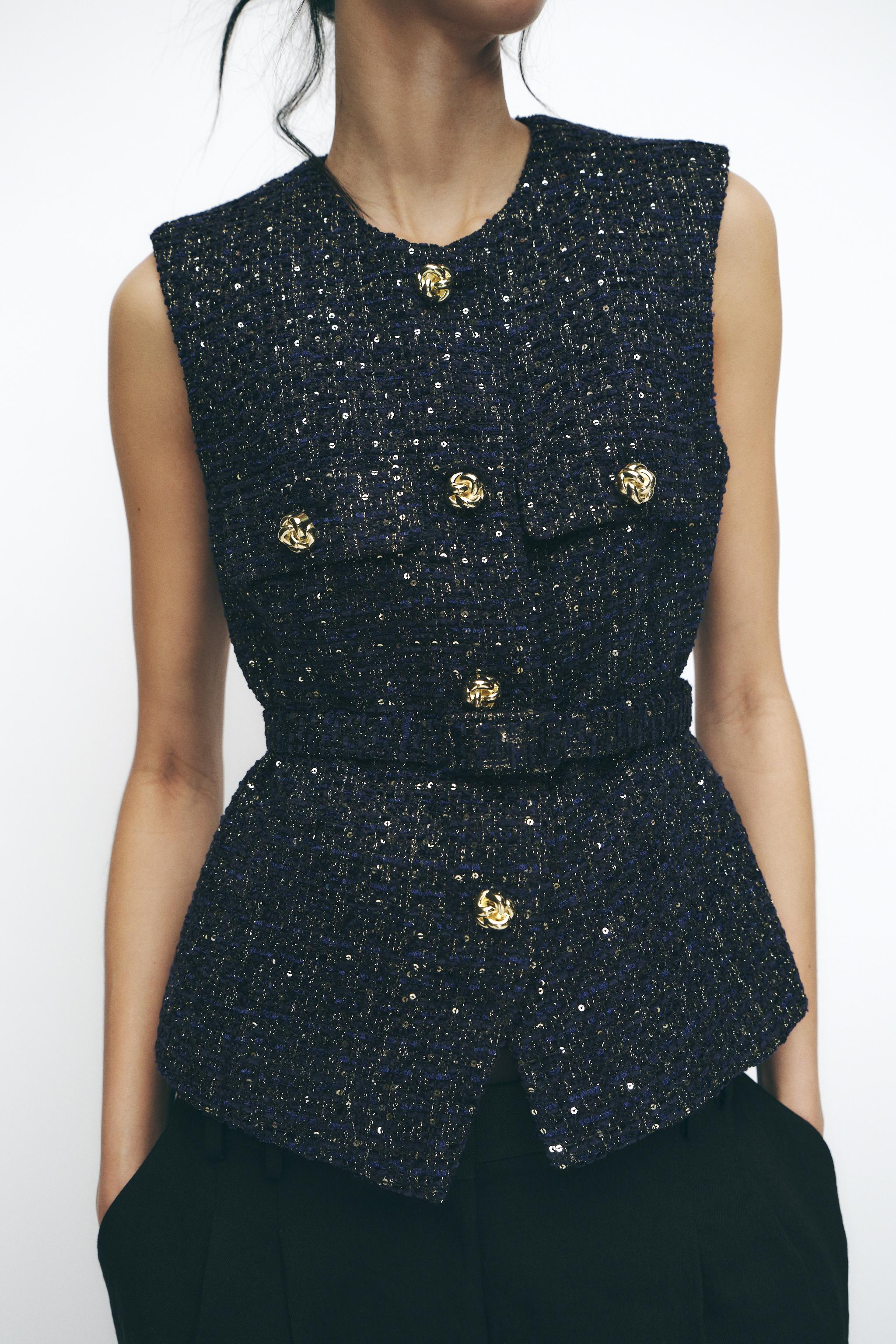 STRUCTURED BELTED VEST - Navy blue | ZARA United States