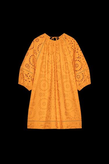 Zara ZW COLLECTION EMBROIDERED SHORT DRESS - Tangerine - Image 0